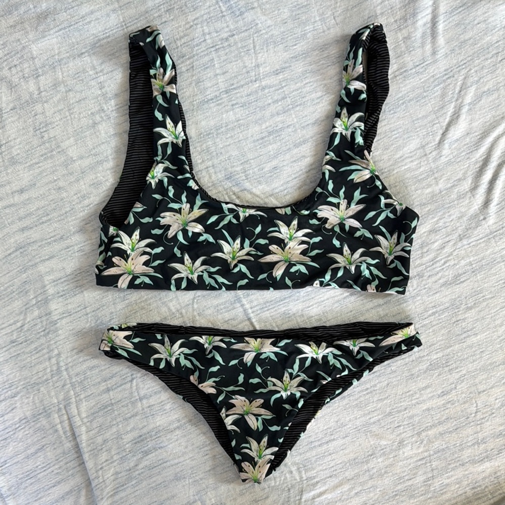 Acacia Swimwear Black Floral Bikini
